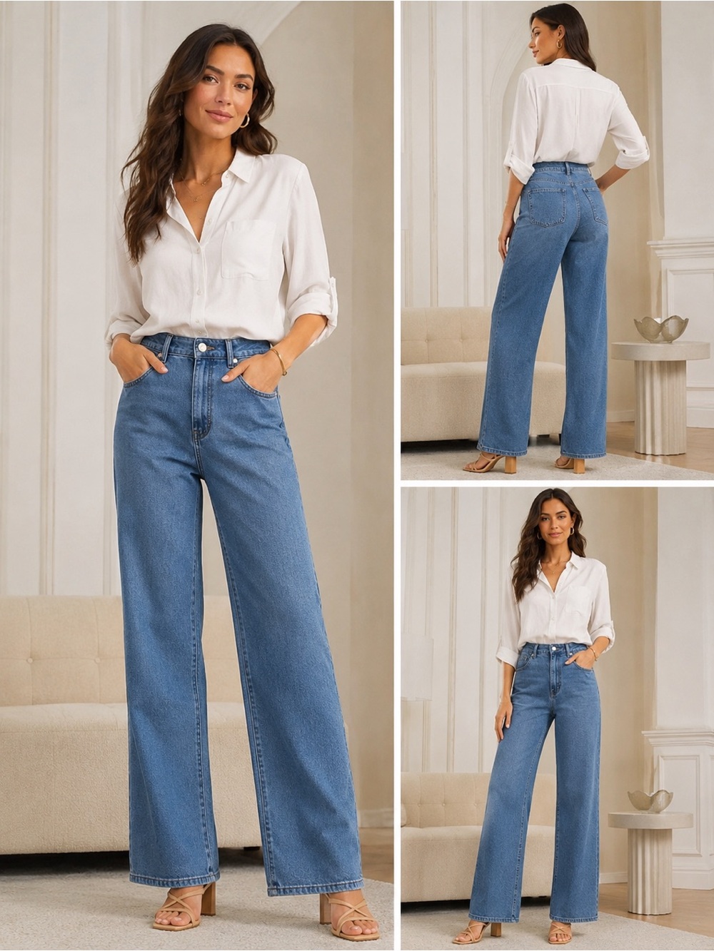 Gianni Bini Light Blue Denim Waistband Detail80%cotton 20% linen